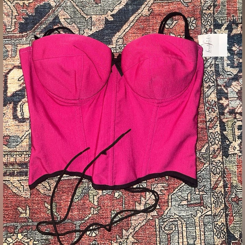 Deadstock NWTvY2K Frederick’s of Hollywood hot Pink Corset Top 💖